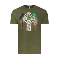 Vintage Olive irish american usa flag celtic cross st patrick's day premium t shirt Vintage Tee - linhVisuals