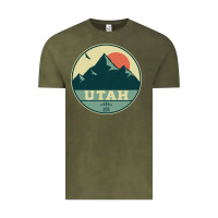 Vintage Olive utah retro mountain badge Vintage Tee - linhVisuals