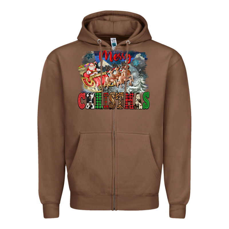 Merry Christmas Santa Sleigh Zipper Hoodie by FaDigitalArtStudio | Teevron