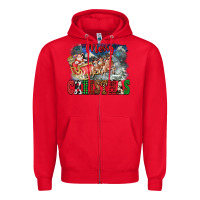 Red Merry Christmas Santa Sleigh Zipper Hoodie - FaDigitalArtStudio