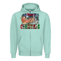 Seafoam Merry Christmas Santa Sleigh Zipper Hoodie - FaDigitalArtStudio