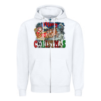 White Merry Christmas Santa Sleigh Zipper Hoodie - FaDigitalArtStudio