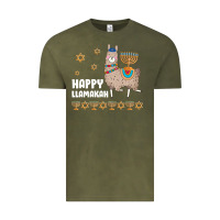 Vintage Olive happy llamakah llama withorah jewish Vintage Tee - linhVisuals