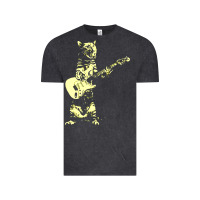 Vintage Black cat playing guitar Vintage Tee - linhVisuals