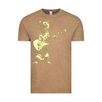 Vintage Coffee cat playing guitar Vintage Tee - linhVisuals