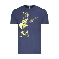 Vintage Denim cat playing guitar Vintage Tee - linhVisuals