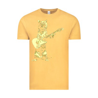 Vintage Mustard cat playing guitar Vintage Tee - linhVisuals
