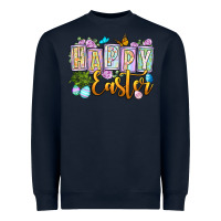 Navy Happy Easter Heavyweight Sweatshirt - OliviaCreatesArt