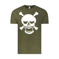 Vintage Olive skull crossbones Vintage Tee - linhVisuals