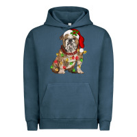 Pigment Midnight Navy Christmas english bulldog Urban Hoodie - BarkalooDesign