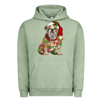 Pigment Oil Green Christmas english bulldog Urban Hoodie - BarkalooDesign