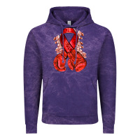 Cloud Purple Red ribbon with boxing gloves Vintage Hoodie - NancyCooperArtShop