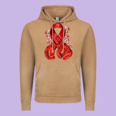 Red Ribbon With Boxing Gloves Vintage Hoodie Designed By Nancycooperartshop