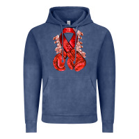 Vintage Denim Red ribbon with boxing gloves Vintage Hoodie - NancyCooperArtShop