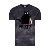 Cloud Black Halloween Cat With Knife What Vintage Tee - linhVisuals