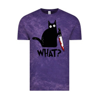 Cloud Purple Halloween Cat With Knife What Vintage Tee - linhVisuals