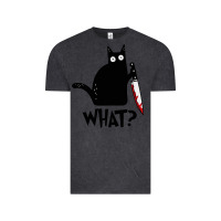 Vintage Black Halloween Cat With Knife What Vintage Tee - linhVisuals