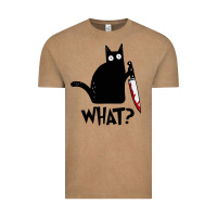 Vintage Coffee Halloween Cat With Knife What Vintage Tee - linhVisuals
