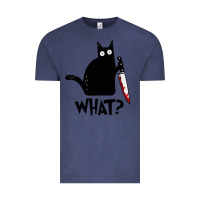 Vintage Denim Halloween Cat With Knife What Vintage Tee - linhVisuals