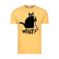 Vintage Mustard Halloween Cat With Knife What Vintage Tee - linhVisuals