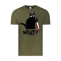 Vintage Olive Halloween Cat With Knife What Vintage Tee - linhVisuals
