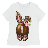 White American Football Easter Bunny Ladies Tee - BundleAndBundleShop