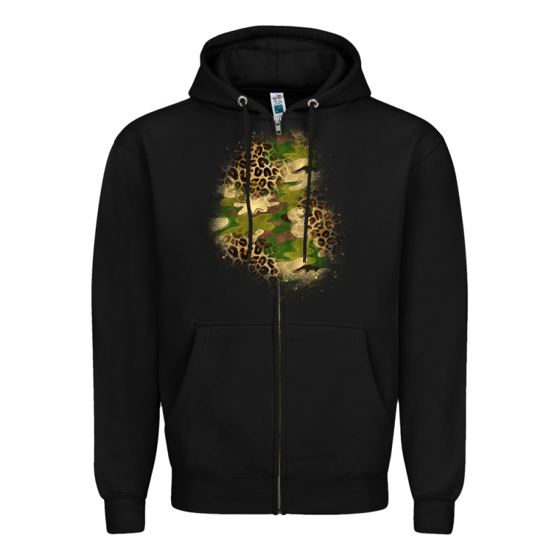 Camouflage And Leopard Patch  1 Zipper Hoodie by BundleAndBundleShop | Teevron