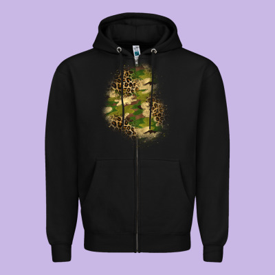 Camouflage And Leopard Patch  1 Zipper Hoodie Designed By Bundleandbundleshop