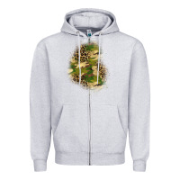 Heather Grey camouflage and leopard patch  1 Zipper Hoodie - BundleAndBundleShop