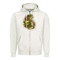Oatmeal Heather camouflage and leopard patch  1 Zipper Hoodie - BundleAndBundleShop