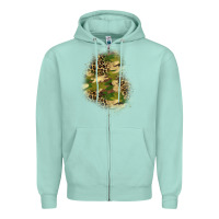 Seafoam camouflage and leopard patch  1 Zipper Hoodie - BundleAndBundleShop