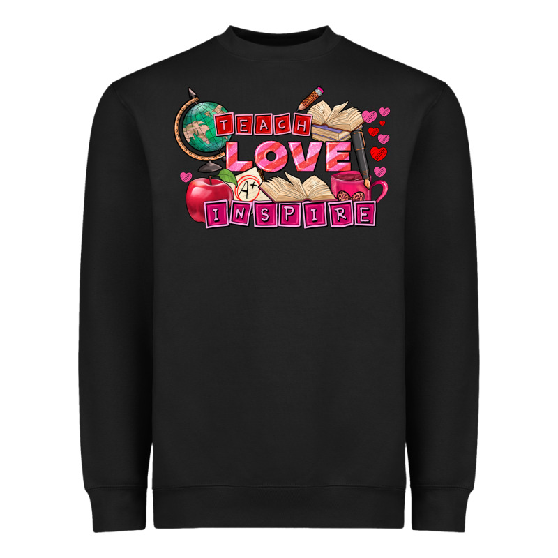 Valentine's Day Teach Love Inspire Heavyweight Sweatshirt by FaDigitalArtStudio | Teevron