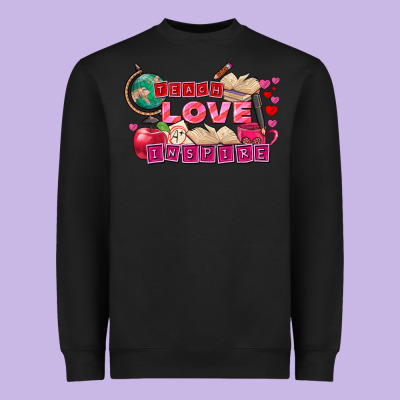 Valentine's Day Teach Love Inspire Heavyweight Sweatshirt Designed By Fadigitalartstudio