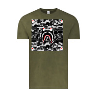 Vintage Olive Bape Shark Army Vintage Tee - linhVisuals