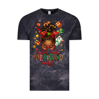 Cloud Black Santa's Favorite Medicaid Analyst Afro Messy Bun Vintage Tee - texasbilliewilder
