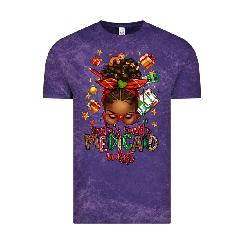 Santa's Favorite Medicaid Analyst Afro Messy Bun Vintage Tee by texasbilliewilder | Teevron