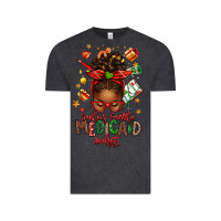 Vintage Black Santa's Favorite Medicaid Analyst Afro Messy Bun Vintage Tee - texasbilliewilder