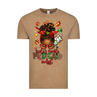 Vintage Coffee Santa's Favorite Medicaid Analyst Afro Messy Bun Vintage Tee - texasbilliewilder