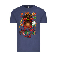 Vintage Denim Santa's Favorite Medicaid Analyst Afro Messy Bun Vintage Tee - texasbilliewilder