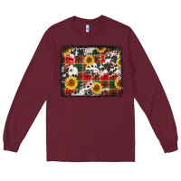 Burgundy cowhide sunflowers candy canes Christmas background Long Sleeve Tee - Jasminsmagicworld