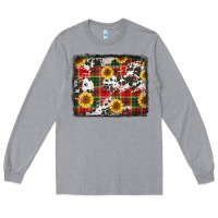 Heather Grey cowhide sunflowers candy canes Christmas background Long Sleeve Tee - Jasminsmagicworld