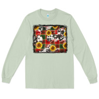 Matcha cowhide sunflowers candy canes Christmas background Long Sleeve Tee - Jasminsmagicworld