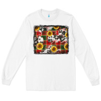 White cowhide sunflowers candy canes Christmas background Long Sleeve Tee - Jasminsmagicworld