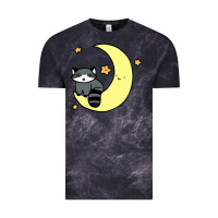 Cloud Black crescent moon raccoon Vintage Tee - linhVisuals