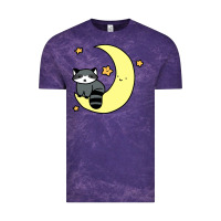 Cloud Purple crescent moon raccoon Vintage Tee - linhVisuals