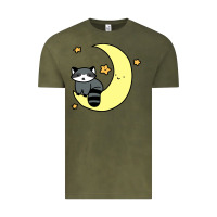Vintage Olive crescent moon raccoon Vintage Tee - linhVisuals