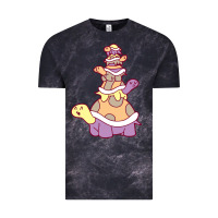 Cloud Black cute turtle stack Vintage Tee - linhVisuals