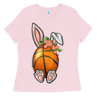 Bubblegum Pink Basketball Easter Bunny Ladies Tee - BundleAndBundleShop