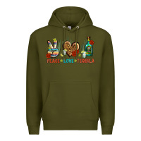 Army Green Peace Love Tequila Premium Hoodie - BundleAndBundleShop