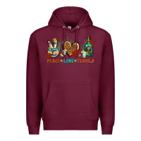 Burgundy Peace Love Tequila Premium Hoodie - BundleAndBundleShop